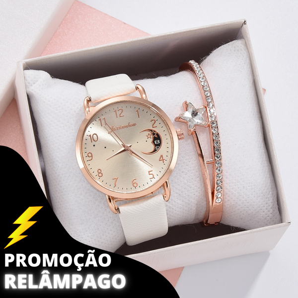 Relógio Feminino Lua + Bracelete de Brinde | Frete Grátis